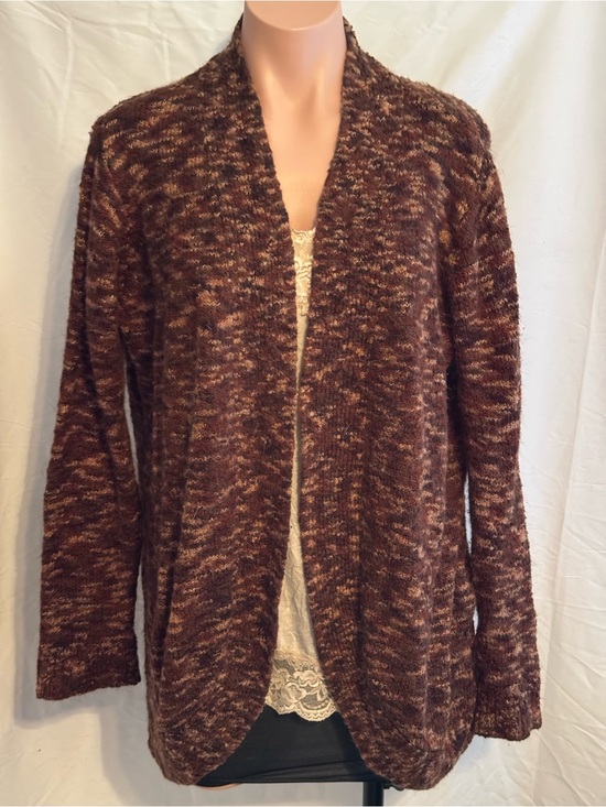 St. John's Bay Sweaters - St. John's Bay Marled Brown Open-Front Cardigan